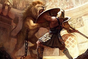 man vs lion
